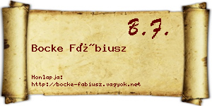 Bocke Fábiusz névjegykártya